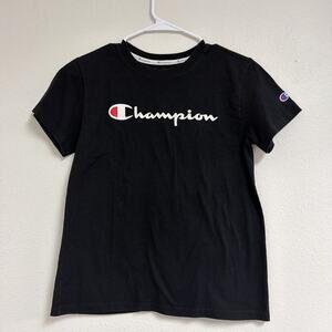Champion Teens T-Shirt Size Small Black Short Sleeve Cotton Crew Neck